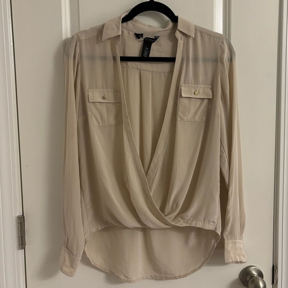 White House Black Market Cream Blouse